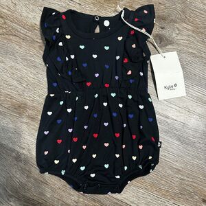 NWT Kyte Baby 3-6 Months Midnight Rainbow Heart Bubble Romper Bamboo